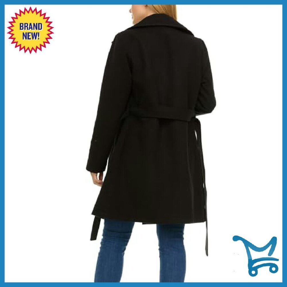 Double-Breasted Faux Wool Trench Coat - Winter Coat for Women - Picture 6 of 8